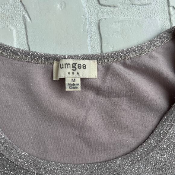 UMGEE Champagne Sparkle Short Sleeve Gold Stud Shirt Dress -sz M - Picture 4 of 6